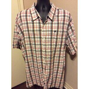 SouthPole Hexagon Product Short Sleeve Button Shirt Mens Size 5XL White Plaid